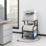 Natwind Large Printer Stand,Printer Table with Adjustable Storage Shelf,3 Tier Rolling Printer Cart with Wheels for Home Office Organization Shelves for Heat Press,3D Printer (Retro) Natwind