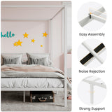 SHA CERLIN Canopy Bed Frame Full Size/Mattress Foundation with Metal Slats Support/No Box Spring Needed/Easy Assembly/White SHA CERLIN