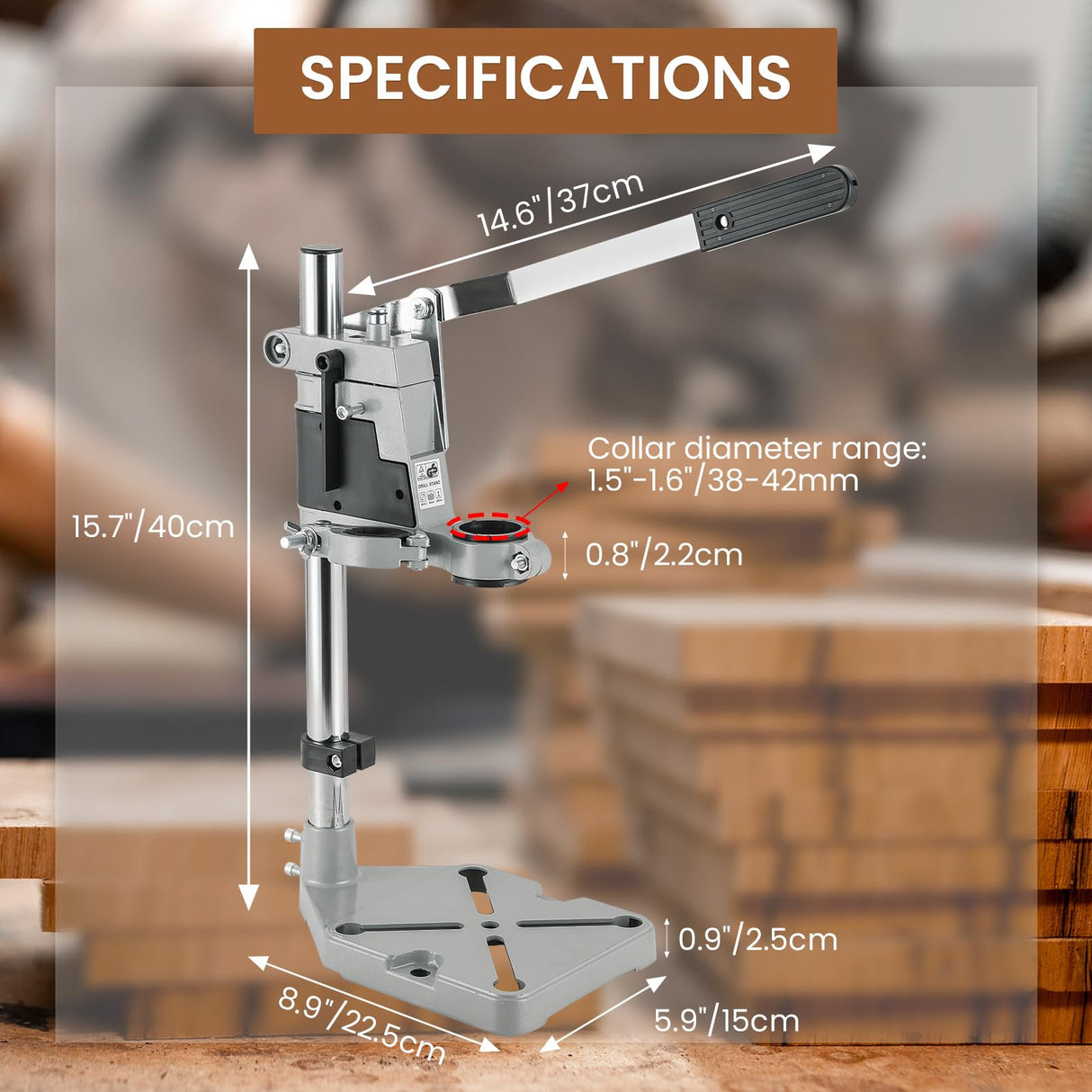AMGSH Double Mounting Drill Press Stand Bench Clamp Tool for Hand Drill Workstation | Adjustable Benchtop Single Hole Table Repair Tool with Aluminum Base Compatible, Portable AMGSH
