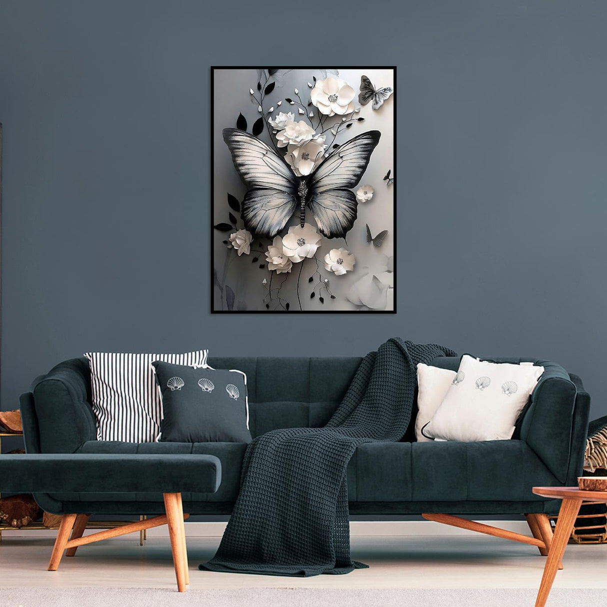 Diamond Art Kits for Adults, Butterfly Flower 5D DIY Diamond Painting Kit for Adults, Diamond Dots for Adults, Diamond Dots Painting Picture Art Craft for Home Wall Decor, 12x16 Inch Baiwanerxiang