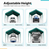ADVANCE OUTDOOR 10x20 ft Carports Heavy Duty Car Canopy Garage Party Tent Boat Shelter, Adjustable Height from 9.5 ft to 11 ft, Green ADVANCE OUTDOOR