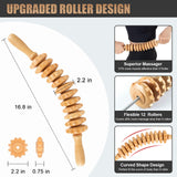 Wood Therapy Massage Tools 12 Roller, Wooden Massager Stick 16.8 Inch,Lymphatic Drainage Tool Cellulite Massager for Cellulite Reduction,Muscle Tension and Body Shaping,Contouring KintKita