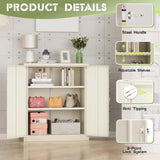 SUNCROWN Metal Storage Cabinets, 42”Locking Cabinet with Doors and Adjustable Shelves, Steel Utility Tool Garage Cabinets for Home, Office, Kitchen, Warehouse,Warm Grey SUNCROWN