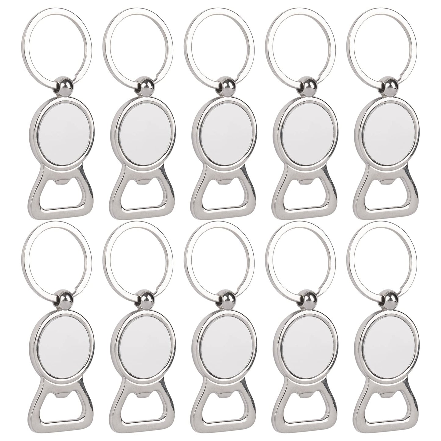 Framendino, 10 Pack Sublimation Blanks Keychains Bottle Opener Blank Key Rings Aluminum Heat Transfer Rectangle Sublimation Keychains