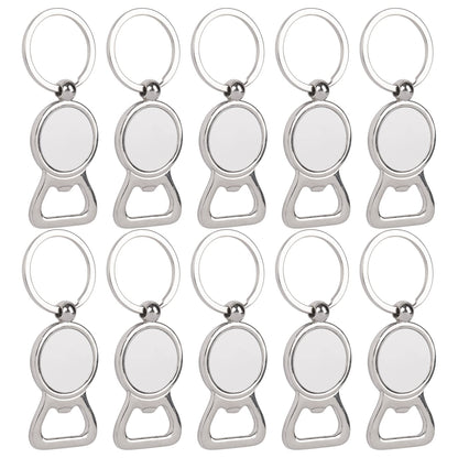 Framendino, 10 Pack Sublimation Blanks Keychains Bottle Opener Blank Key Rings Aluminum Heat Transfer Rectangle Sublimation Keychains