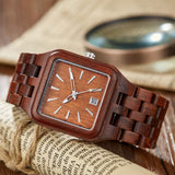 Dentily Wood Watch Men's Rectangle Dial Wooden Watches Quartz Movement Mens Watches… Dentily