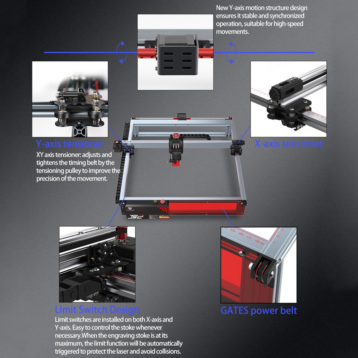 Twotrees TS2-10W Engraving Machine, 0.08mm Laser Cutting Machine Laser Cutter, 10000mm/min Laser Engraver Machine, Easy to Assembly Laser Engraving Machine for Wood, Paper, Leather (TS2-10W) YESBAY