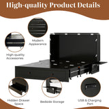 Tafeumob Murphy Bed Queen Size: Murphy Bed Cabinet with Drawer Space-Saving with Shelves&Charging Station for Bedroom, Multipurpose Area, Guest Room, Apartment Black (Mattress not Included) Tafeumob