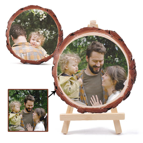 Personalized Picture Frame Custom Photo Printing on Wood Slices Wooden Craft with Bracket Customized Photo Gifts for Christmas Birthday Anniversary GONIS