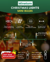 Clear Christmas String Lights 100 Count 25 Feet Incandescent Bulb Mini Lights for Indoor Xmas Tree Garland Birthday Wedding Party Festival Decoration, Green Wire Minetom