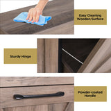 Arlopu Double Tilt Out Trash Cabinet, 20 Gallon Pet Proof Kitchen Pull Out Recycle Cabinet, Freestanding Wooden Laundry Sorter Cabinet, W/Drawer, Barn Door, for Home, Living Room, (Greige) Arlopu