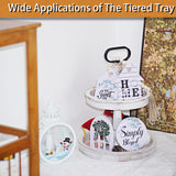 Decorative Tray - Two Tiered Tray Cupcake Stand Farmhouse Rustic 2 Tiered Serving Tray for Home and Kitchen Decor, Party, Weddings-Holiday Decoration Customizable Display Options(White) Krismax