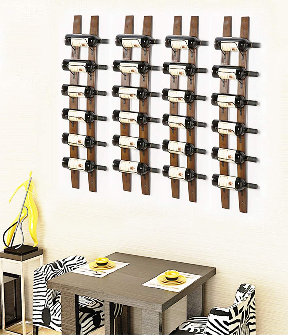 RONIXE Wall Mounted Wine Racks Rustic Barrel Stave Hanging Wine Bottle Holder Wooden Wall-Mounted Wine Rack Wine Shalf for Home Bar… RONIXE