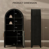 infurnic 63“ Arched Storage Cabinet with Beech Wood Door, 5-Tier Arched Bookcase, Farmhouse Kitchen Pantry with Storage – Perfect for Dining Room, Living Room, Kitchen, or Home Office infurnic