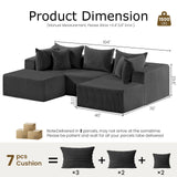 104" Cloud Couch Sectional, U Shaped Boneless Couches for Living Room, Corduroy Modern Modular Sectional Sofa, No Assembly Required (Grey, U-Shaped) cidludto