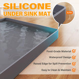 FLATO Waterproof Under Sink Mat 34" x 22" Shelf Liner for Kitchen and Bathroom, Cabinet Protector, Organizers and Storage, Flexible Silicone Drip Tray FLATO