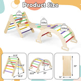 Olakids Climbing Toys for Toddlers 1-3 Inside, 5 in 1 Wood Foldable Pikler Triangle Set with Ramp Ladder Arch Slide, Baby Indoor Playground Jungle Gym Montessori Climbing Set for Kids Olakids