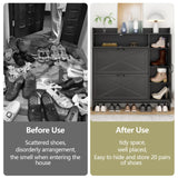 Auromie Free Standing Shoe Organizer with 2 Flip Drawers and Side Cabinet, Entryway Narrow Shoe Storage with Door for Hallway and Living Room (Black Plus) Auromie