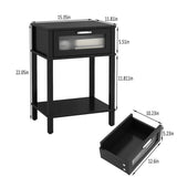 Nightstand Wooden Bedside Table with Drawer Black Night Stands Modern Style Small End Table Side Table with Storage Shelf for Bedroom Living Room MLBZ10B MMEOLUOOK