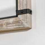 HOMCOM 36.5" x 23.5" Large Farmhouse Wall Mirror, Arch Window Mirror for Wall Decor in Living Room, Bedroom, Entryway, Rustic Wood Grain HOMCOM