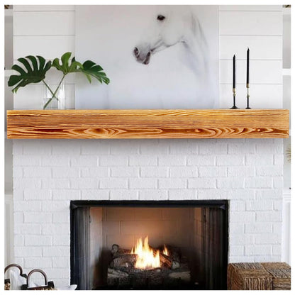 60 Inch Fireplace Mantel, Farmhouse Floating Fireplace Mantle, Wall Mounted Solid Rustic Wood Shelf, with Groove for Better Fireplace Decor and Frame Display (60" W x 8" D x 6" H)