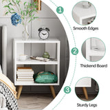 Aenuert Night Stand, White Kids Nightstand, Modern End Table with Open Storage, 2-Tier Nursery Bedside Table for Small Space, Living Room, Bedroom Aenuert