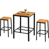 Greesum 3 Piece Patio Acacia Wood Bar Set with high Table and 2 Chairs All-Weather Outdoor Furniture for Backyard, Deck, Garden, Porch,Black Greesum