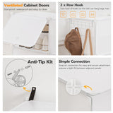 HOOBRO Shoe Rack, 6 Cubes Shoe Organizer with Doors, Plastic Panel Shoe Storage Cabinet for 24 Pairs of Shoes, for Closet, Entryway, Hallway, White WT26SC01G1 HOOBRO