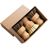 Palm Pot Brush- Bamboo Round 3 Packs Mini Dish Brush Natural Scrub Brush Durable Scrubber Cleaning Kit with Union Fiber and Tampico Fiber for Cleaning Pots, Pans and Vegetables GREENTH PRO
