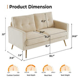 VINGLI 56" Modern Beige Loveseat,Small Corduroy Sofa Couch Deep Seat for Living Room,2-Seater Loveseat Sofa for Bedroom,Apartment,Office,Dorm,Small Space VINGLI