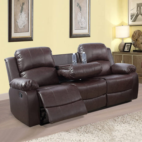 Ocstta Manual Leather Recliner Sofa Set for Living Room Furniture Set,Leather Recliner Couch Set for Home/Office,Leather Reclining Sofa Set for 3-Pieces(Sofa+Loveseat+Chair) Brown Ocstta