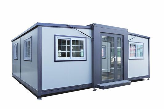 Jaxenor 19x20ft Portable Prefabricated Tiny Home, Mobile Expandable Plastic Prefab House for Hotel, Booth, Office, Guard House, Shop, Villa, Warehouse, Workshop - WoodArtSupply