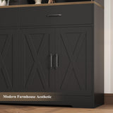 HOSTACK 69" Tall Book Shelf and Bookcase, Wooden Bookcase with Doors, Large Bookshelf with Drawers, Farmhouse Book Case with Storage Cabinet, Bookshelves with Display Shelves for Home Office, Black HOSTACK