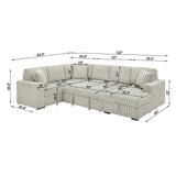 122'' Convertible U-Shaped Faux Rabbit Fur Plush Sectional Sleeper Sofa, Upholstered Cloud Couch Pull-Out Sofa Bed with Storage Chaise and USB Ports for Living Room (Khaki, 122'' x 95.6'') Familymill