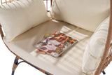 LUMISOL Wicker Egg Chair, Patio Rattan Swivel Chair Rocker Patio Chair, Oversized Indoor Outdoor Lounger for Patio Backyard Balcony w/ 5 Cushions, Egg Chair with Stand, Beige LUMISOL