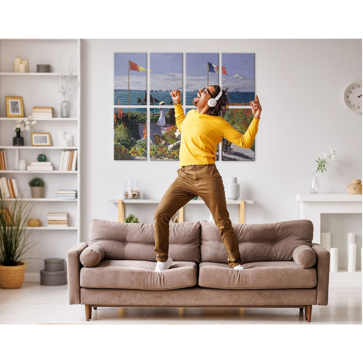 JBER Art Acoustic Panels, 8 Pack Acoustic Panels for Wall Decoration With Self Adhesive, Sound Absorbing Panels for Recording Studio, Soundproof Wall Panels, 45X36inch (BALCONY OF SAN ADRES) JBER