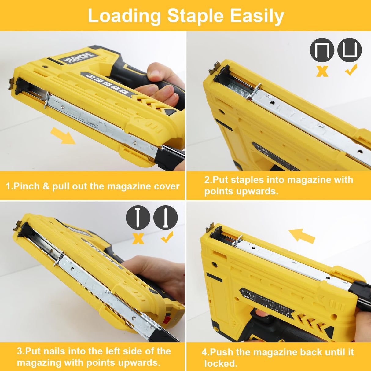 YEAHOME Electric Staple Gun, 5 in 1 Cordless Staple Gun for Upholstery with 1800 Staples & Nails, 3.7V Brad Nailer Kit with USB Charger for Wood, Carpentry, Crafts, DIY YEAHOME