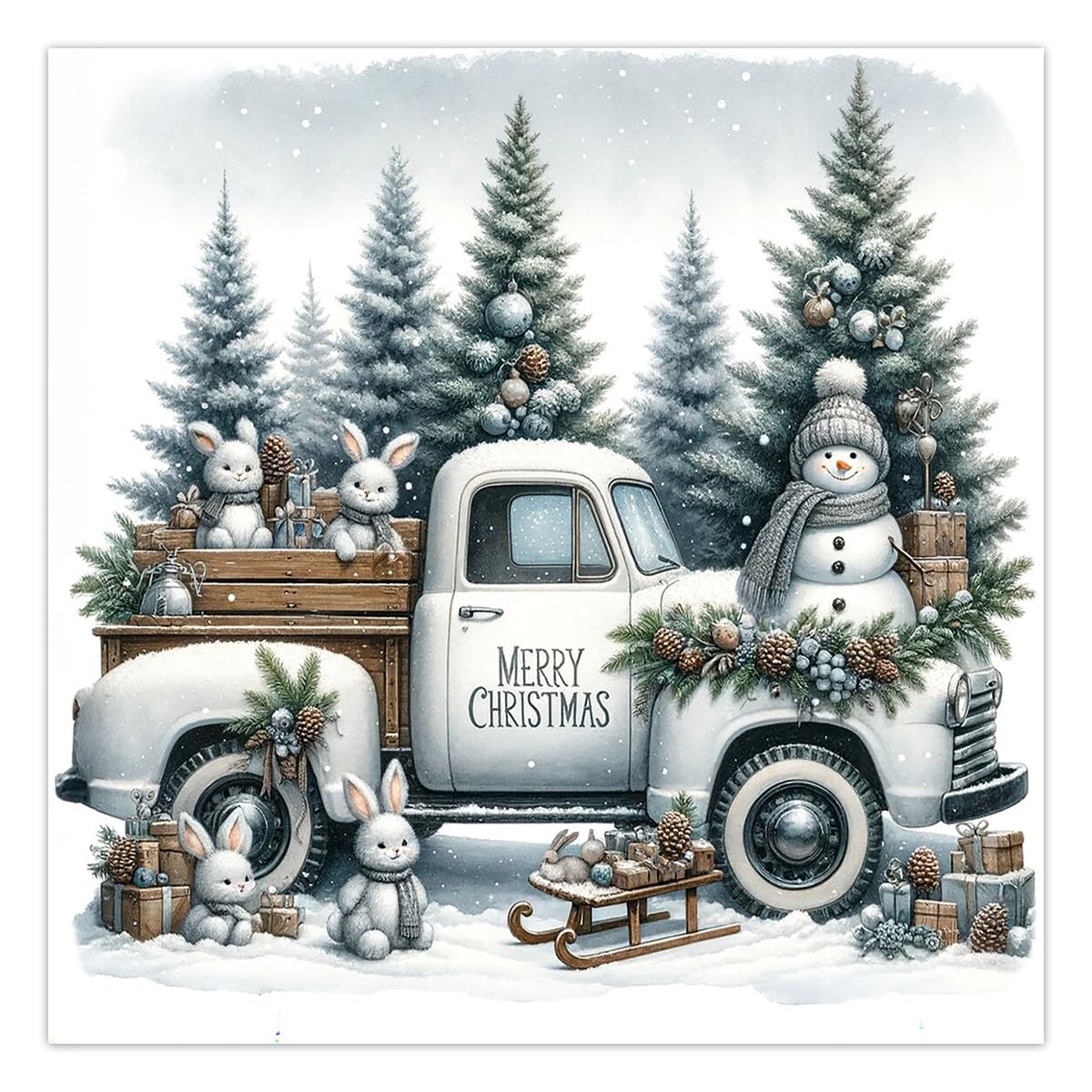 TCDZMYGS Christmas Diamond Art Kits for Adults - Truck Snowman Diamond Painting Kits for Adults,5D Round Full Drill Gem Art for Adults DIY Paint by Diamonds Dots for Home Wall Decor 13.8x13.8 inch TCDZMYGS