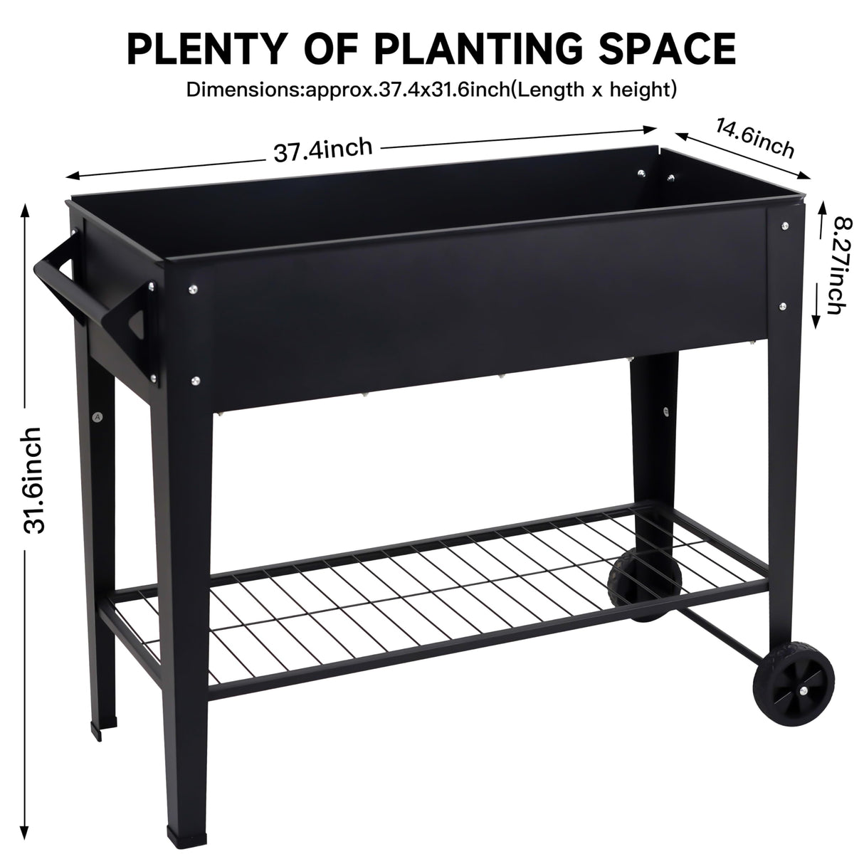 LEETOLLA Elevate 32" Tall Raised Garden Bed Outdoor with Wheels & Shelf for Mobility, 400LBS Capacity, Anti-Rust Steel Planter Box for Vegetables/Herbs, Patio-Balcony-Backyard LEETOLLA