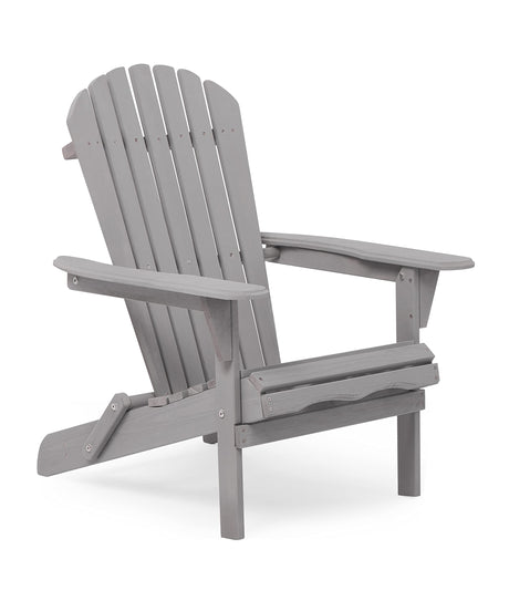 Outdoor Wooden Folding Adirondack Chair with Pre-Assembled BackRest, Wood Patio Chair for Garden Backyard Porch Pool Deck Firepit SoliWood
