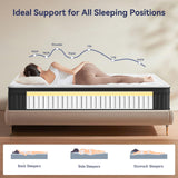 CRYREINA Queen Mattress, 12 Inch Queen Hybrid Mattress in a Box, Upgrade Individually Pocket Springs, Medium Firm, Pressure Relief, Breathable Comfort and Durable, CertiPUR-US Certified CRYREINA