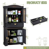 Janmer Home 67" Tall Kitchen Storage Cabinet, Farmhouse Pantry Cabinet with Doors, Drawer and Adjustable Shelves, Freestanding Cupboard Wood Pantry for Kitchen, Dining Room Bathroom (Retro, Black) Janmer Home