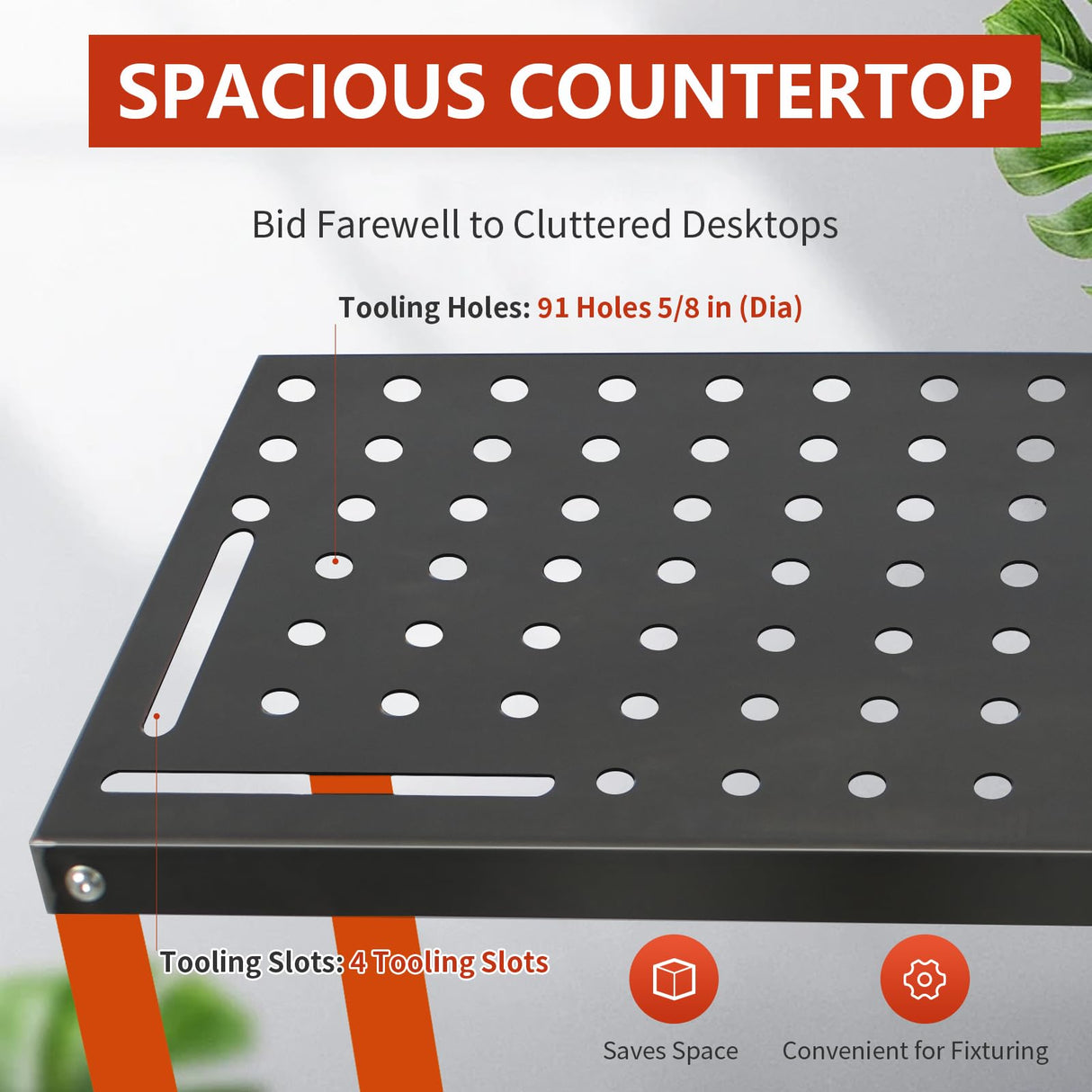 Welding Table Welding Cart 36''×18'', 1200lbs Load Capacity Industrial Workbench with 5/8" Holes Fixture Table with Wheels (Orange) SGOLAN