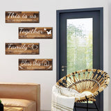 4 Pieces Home Wall Signs, THIS IS US/TOGETHER/BLESS THIS HOME/FAMILY Wall Decor For Living Room Bedroom, Rustic Wooden Farmhouse Wall Art , 4.7 x 13.8 Inch(Brown) Joyhawk