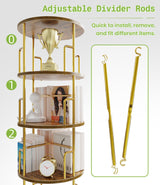 6 Tier Rotating Bookshelf Tower Round,74” Tall Spinning Bookshelf Tower Anti-Tipping Design,Metal & Wood Standing Revolving Bookcase Stackable Space Saving for Small Spaces,Study,Living Room,Bedroom Amzeth