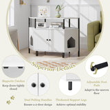 Giantex Corner Cat Litter Box Enclosure - Cat Washroom Hidden Furniture with Dual Front Entries, 2-Door Cabinet, Storage Shelves, Metal Frame, Wooden Pet House Crate (White) Giantex