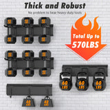 Housolution Heavy Duty Garden Tool Organizer 64 Inch - 18Pack Carries 570 lbs, Garage Tool Organizer Storage System, 4 Rails with 12 Adjustable Hooks, Tool Holder Wall Mount for Warehouse, Workshop Housolution