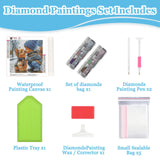 MAXBYE Diamonds Painting Kits for Adults, Cute Dog and Its Partner Diamond Art Kit for Beginners, DIY Animal Dog Round Full Diamond Gems Create Wall Art Decorations and Gifts 12x12 inch MAXBYE