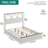 YITAHOME Farmhouse Full Size Bed Frame with 47.2'' Headboard, Platform Rustic Wood Bed Frame with Slats, Sturdy and Noiseless, No Spring Needed, White YITAHOME