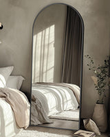 Full Length Mirror with Stand, 58"x18" Arched Full Body Mirror, Large Stand Up Mirror, Aluminum Frame Floor Standing Mirror, Freestanding Hanging Leaning Mounted for Bedroom Living Room Entryway Black Coomily